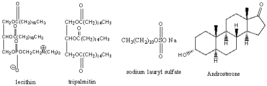 Which one of the following is a simple lipid?   A) lecithin B) tripalmitin C) sodium lauryl sulfate D) androsterone E) none of these