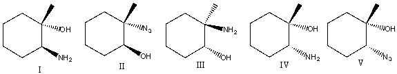 Predict the product for the following reaction sequence.     A) I B) II C) III D) IV E) V