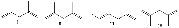 Predict the major product for the following reaction.     A) I B) II C) III D) IV E) I & III