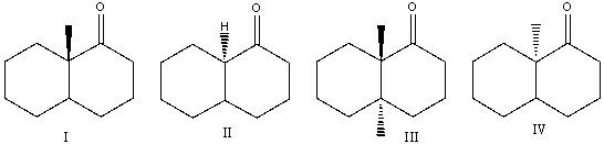  Which one of the following compounds would undergo racemization at the  \alpha -stereocenter in presence of a base?   A) I B) II C) III D) IV E) none of these 