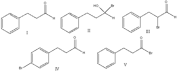 Predict the major product for the following reaction.     A) I B) II C) III D) IV E) V