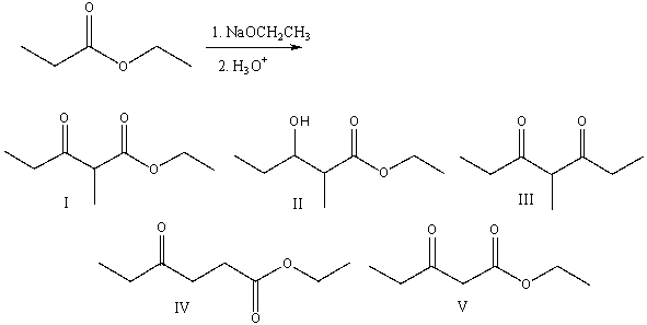 Predict the major product for the following reaction.   A) I B) II C) III D) IV E) V