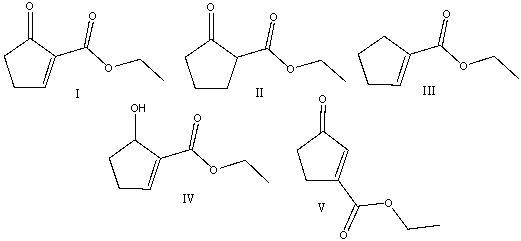 Predict the product(s) for the following reaction.     A) .I B) .II C) .III D) .IV E) V
