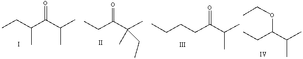 Predict the product(s) for the following reaction.     A) .I B) .II C) .III D) .IV E) none of these