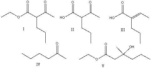 Predict the product for the following reaction sequence.     A) I B) II C) III D) IV E) V