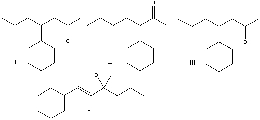 Predict the product for the following reaction.     A) I B) II C) III D) IV E) I & IV