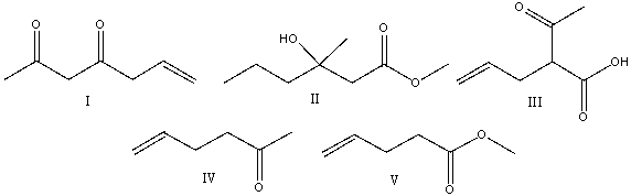 Predict the product for the following reaction.     A) I B) II C) III D) IV E) V