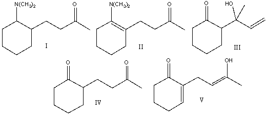 Predict the product for the following reaction.     A) I B) II C) III D) IV E) V