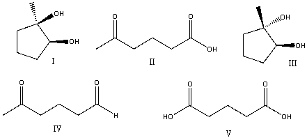 Predict the product for the following reaction.     A) I B) II C) III D) IV E) V