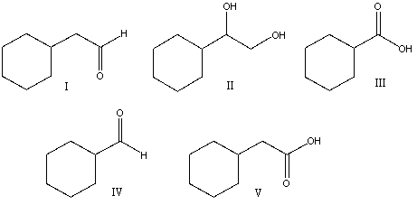 Predict the product for the following reaction.     A) I B) II C) III D) IV E) V