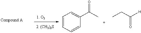 Compound A on ozonolysis yields the following two products What is the structure of compound A?     A) I B) II C) III D) IV E) none of these