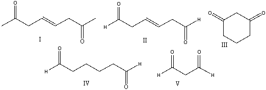 Predict the product for the following reaction.     A) I B) II C) III D) IV E) V