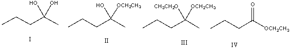 Predict the product for the following reaction     A) I B) II C) III D) IV E) none of these