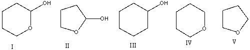 Predict the product for the following reaction.     A) I B) II C) III D) IV E) V