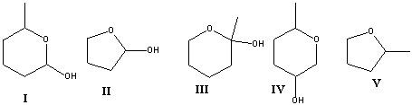 Predict the product for the following reaction.     A) I B) II C) III D) IV E) V