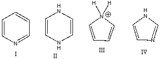 Which one of the following compound is antiaromatic?   A) I B) II C) III D) IV