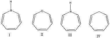 Which one of the following compounds is aromatic?   A) I B) II C) III D) IV