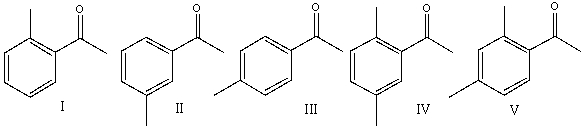 Which one of the following compounds would exhibit seven signals in its <sup>13</sup>C NMR spectrum?   A) I B) II C) III D) IV E) V