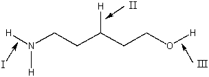 Rank the indicated bonds in decreasing (highest to lowest) order of wavenumber.   A) III>II>I B) I>II>III C) II>I>III D) III>I>II E) none of these