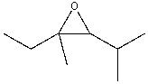 What is the IUPAC name for the following compound?   A) 2-ethyl-1-isopropyl-2-methyloxirane B) 1-ethyl-2-isopropyl-1-methyloxirane C) 2,4-dimethyloxyhexane D) 1-ethyl-2,4-dimethyloxyhexane E) none of these