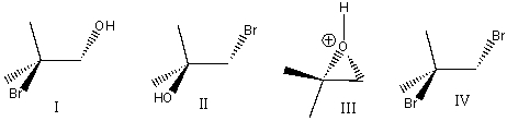 Predict the product(s) for the following reaction.     A) I B) II C) III D) IV E) none of these