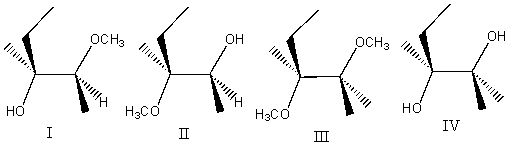 Predict the product(s) for the following reaction.     A) I B) II C) III D) IV E) none of these