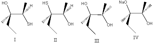 Predict the product(s) for the following reaction.     A) I B) II C) III D) IV E) none of these