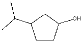 What is the IUPAC name for the following compound?   A) 1-isopropyl-4-cyclopentanol B) 3-isopropyl-1-cyclopentanol C) 1-isopropyl-3-cyclopentanol D) 1-isopropyl-4-hydroxycyclopentane E) None of these
