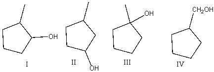 Predict the product for the following reaction.     A) I B) II C) III D) IV E) None of these