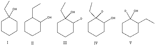 Predict the product for the following reaction.     A) I B) II C) III D) IV E) V