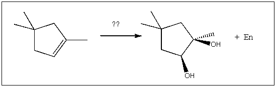 Predict the reagent(s) required to complete the following transformation:   A) 1) OsO<sub>4</sub>;2) NaHSO<sub>3</sub>,H<sub>2</sub>O B) 1) Hg(OAc) <sub>2</sub>,H<sub>2</sub>O;2) NaBH<sub>4</sub> C) 1) RCO<sub>3</sub>H;2) H<sub>3</sub>O<sup>+</sup> D) H<sub>2</sub>SO<sub>4</sub>,H<sub>2</sub>O E) 1) O<sub>3</sub>;2) DMS