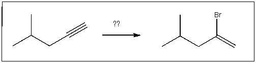 Predict the reagent(s) required to complete the following transformation:   A) 1) OsO<sub>4</sub>;2) NaHSO<sub>3</sub>,H<sub>2</sub>O B) HBr,ROOR C) NaBr D) xs NaNH<sub>2</sub> E) HBr