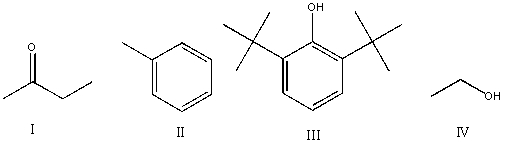 Which of the following is expected to function as an antioxidant?   A) I B) II C) III D) IV E) I,II,III,and IV