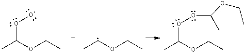 Which term best describes the process shown below?   A) initiation B) propagation C) termination D) elimination E) inhibition