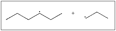 Draw the product of coupling of the following radicals.  