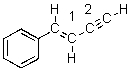 What is the hybridization of the carbon atoms numbered 1 and 2 respectively in the following structure?   A) sp<sup>3</sup>,sp<sup>2</sup> B) sp<sup>2</sup>,sp<sup>2</sup> C) sp,sp D) sp<sup>2</sup>,sp E) sp,sp<sup>2</sup>