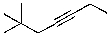 What is the correct IUPAC name for the molecule shown below?   A) 4,4-Dimethyl-2-pentyne B) 2,2-Dimethyl-4-heptyne C) 1-tertButyl-3-heptyne D) 6,6-Dimethyl-3-heptyne E) 6,6,6-Trimethyl-3-hexyne
