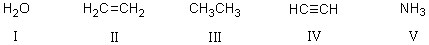 <strong>Rank the following acids,with the strongest acid first,then by decreasing acidity. </strong> A)V > I > IV > II > III B)III > IV > II > I > V C)V > I > III > II > IV D)I > IV > V > II > III E)IV > I > V > II > III