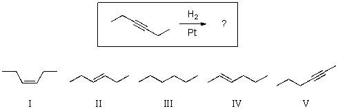 For the reaction shown,select the expected major organic product.   A) I B) II C) III D) IV E) V