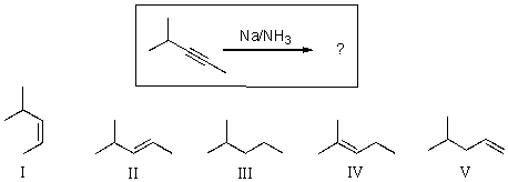 For the reaction shown,select the expected major organic product.   A) I B) II C) III D) IV E) V
