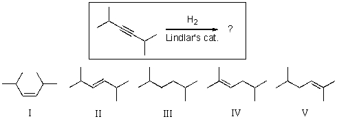 For the reaction shown,select the expected major organic product.   A) I B) II C) III D) IV E) V