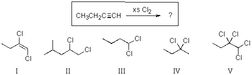 Which of the compounds shown below would be the most likely product expected from the reaction scheme shown?   A) I B) II C) III D) IV E) V