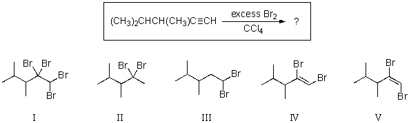 Which of the compounds shown below would be the most likely product expected from the reaction scheme shown?   A) I B) II C) III D) IV E) V