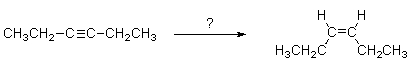 Provide the reagent(s) expected to accomplish the transformation shown below:   A) H<sub>2</sub>,Pt B) Na,NH<sub>3</sub>(l)  C) H<sub>2</sub>,Ni<sub>2</sub>B D) NaOEt E) H<sub>2</sub>SO<sub>4</sub>,H<sub>2</sub>O