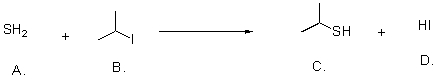 What is the leaving group in the following reaction?   A) Sulfur B) Carbon C) Hydrogen D) Iodide