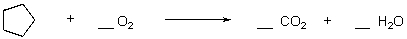Complete the following combustion reaction,assuming that only CO<sub>2</sub> and H<sub>2</sub>O are formed.  