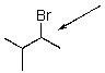 Draw an energy diagram for rotation around the indicated bond of the following compound.  