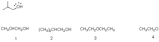 Which of the following is the correct condensed structure for the following structure?   A) 1 B) 2 C) 3 D) 4
