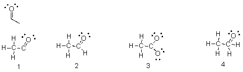 Which of the following is the correct Lewis structure for the following structure?   A) 1 B) 2 C) 3 D) 4