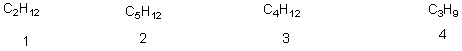 Which of the following is the correct molecular formula for (CH<sub>3</sub>) <sub>4</sub>C?   A) 1 B) 2 C) 3 D) 4